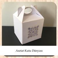 8x8x8 Beyaz Karton Üzerine Saray Desenli, Lazer Kesim Kutu