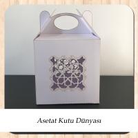 8x8x8 Beyaz Karton Üzerine Saray Desenli, Lazer Kesim Kutu