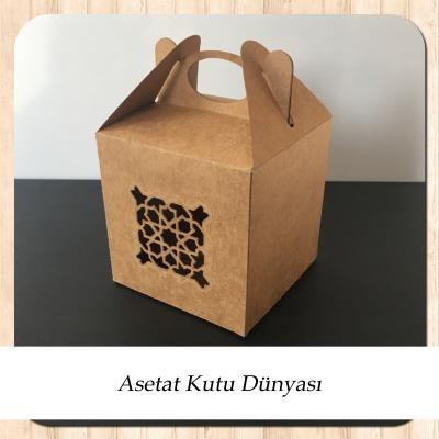 8x8x8 Kraft Karton Üzerine Saray Desenli, Lazer Kesim Kutu