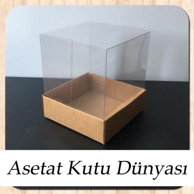 9x9x10 Altı Koyu Kraft Karton Üstü Asetat Kutu