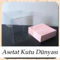 9x9x10 Altı Pembe Puantiyeli Karton Üstü Asetat Kutu