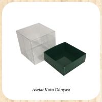 9x9x10 Altı Yeşil Karton Üstü Asetat Kutu