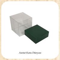9x9x10 Altı Yeşil Karton Üstü Asetat Kutu