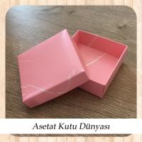 9x9x3 Altı Pembe Mermer Desenli Komple Karton Kutu
