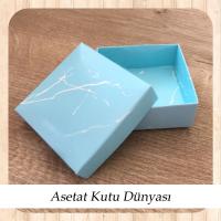 9x9x3 Altı Mavi Mermer Desenli Komple Karton Kutu