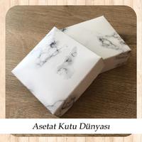9x9x3 Altı Beyaz Mermer Desenli Komple Karton Kutu