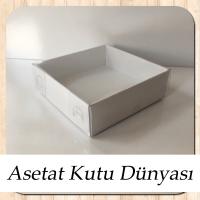 9x9x3 Altı Beyaz Karton Üstü Asetat Kutu