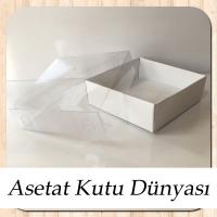 9x9x3 Altı Beyaz Karton Üstü Asetat Kutu