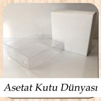 9x9x3 Altı Beyaz Karton Üstü Asetat Kutu