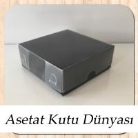 9x9x3 Altı Siyah Karton Üstü Asetat Kutu