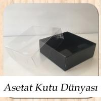 9x9x3 Altı Siyah Karton Üstü Asetat Kutu