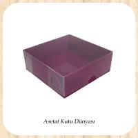 9x9x3 Altı Mor Karton Üstü Asetat Kutu