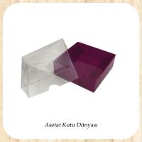 9x9x3 Altı Mor Karton Üstü Asetat Kutu
