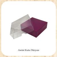 9x9x3 Altı Mor Karton Üstü Asetat Kutu