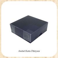 9x9x3 Altı Lacivert Karton Üstü Asetat Kutu