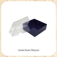 9x9x3 Altı Lacivert Karton Üstü Asetat Kutu
