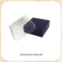 9x9x3 Altı Lacivert Karton Üstü Asetat Kutu