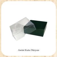 9x9x3 Altı Yeşil Karton Üstü Asetat Kutu
