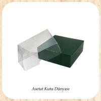 9x9x3 Altı Yeşil Karton Üstü Asetat Kutu