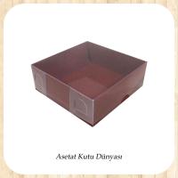 9x9x3 Altı Bordo Karton Üstü Asetat Kutu