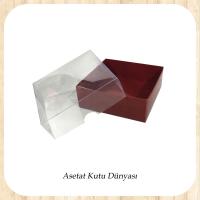 9x9x3 Altı Bordo Karton Üstü Asetat Kutu