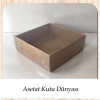 9x9x3 Altı Koyu Kraft Karton Üstü Asetat Kutu