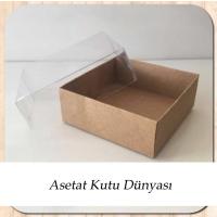 9x9x3 Altı Koyu Kraft Karton Üstü Asetat Kutu