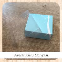 9x9x3 Altı Mavi Mermer Desenli Karton Üstü Asetat Kutu