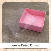 9x9x3 Altı Pembe Mermer Desenli Karton Üstü Asetat Kutu