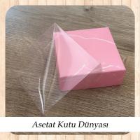 9x9x3 Altı Pembe Mermer Desenli Karton Üstü Asetat Kutu