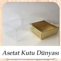 9x9x4 Altı Gold Karton Üstü Asetat Kutu