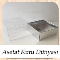 9x9x4 Altı Gümüş Karton Üstü Asetat Kutu
