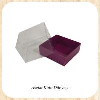 9x9x4 Altı Mor Karton Üstü Asetat Kutu