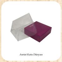 9x9x4 Altı Mor Karton Üstü Asetat Kutu