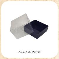 9x9x4 Altı Lacivert Karton Üstü Asetat Kutu