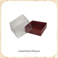 9x9x4 Altı Bordo Karton Üstü Asetat Kutu