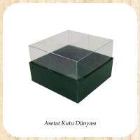 9x9x4 Altı Yeşil Karton Üstü Asetat Kutu