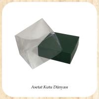 9x9x4 Altı Yeşil Karton Üstü Asetat Kutu
