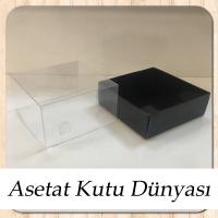 9x9x4 Altı Siyah Karton Üstü Asetat Kutu