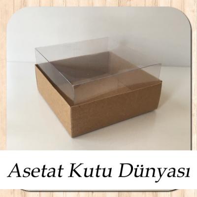 9x9x5 Altı Koyu Kraft Karton Üstü Asetat Kutu