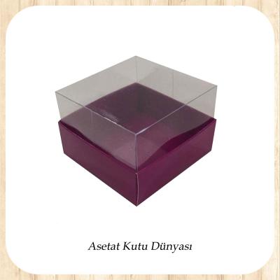 9x9x5 Altı Mor Karton Üstü Asetat Kutu