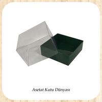 9x9x5 Altı Yeşil Karton Üstü Asetat Kutu
