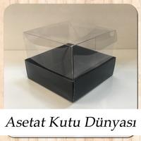 9x9x7 Altı Siyah Karton Üstü Asetat Kutu