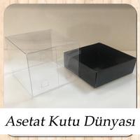 9x9x7 Altı Siyah Karton Üstü Asetat Kutu
