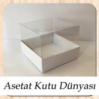 9x9x7 Altı Beyaz Karton Üstü Asetat Kutu