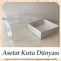 9x9x7 Altı Beyaz Karton Üstü Asetat Kutu