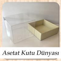 9x9x7 Altı Krem Karton Üstü Asetat Kutu