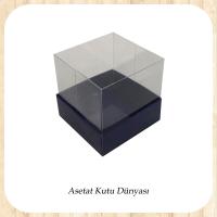 9x9x7 Altı Lacivert Karton Üstü Asetat Kutu