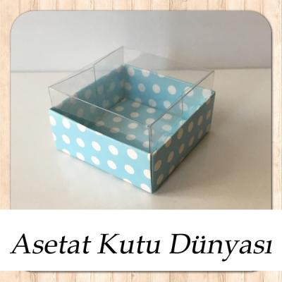 5x5x3 Mavi Zemin Beyaz Puantiyeli Kutu